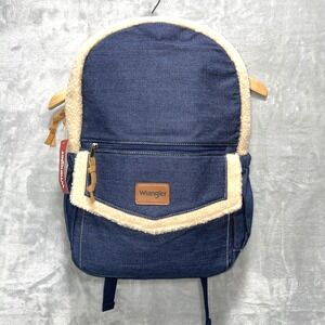 Wrangler Men's and Women's Denim and Shearling 17" Laptop - School Backpack Blue